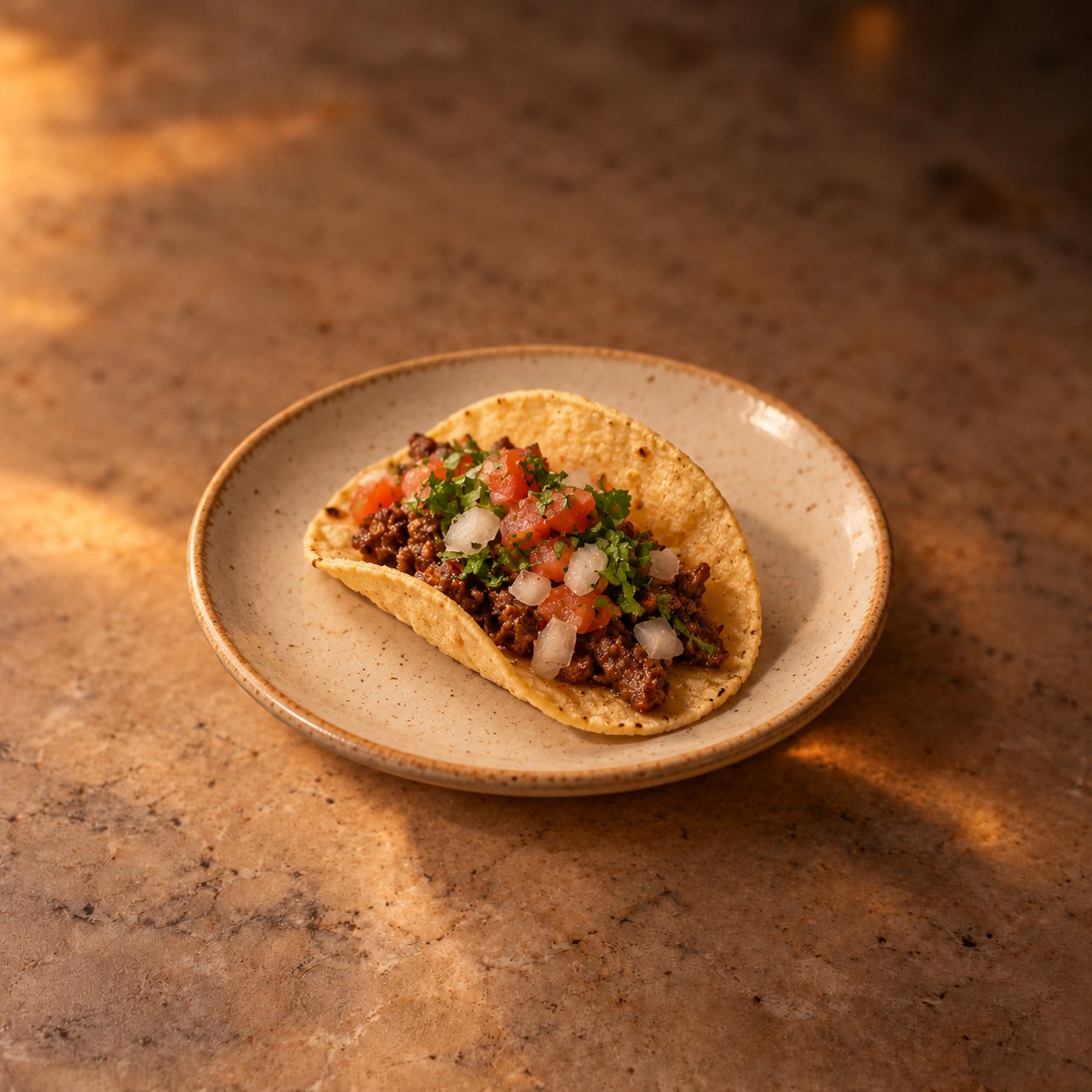 Pulled pork mini taco with lime, red onion and coriander
